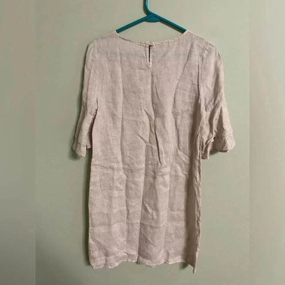 Francesca Bettini Italian Linen Shift Dress Size XS Tiered Bell Sleeves - Picture 2 of 9